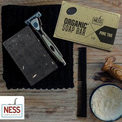 Ness Mens Soap Bar - Pine Tar Scent, Natural Soap For Men With Organic Ingredients, Mens Bar Soap With Essential Oils, Moisturizing Bar Soap For Men, Handmade In The USA, Cruelty Free, Vegan
