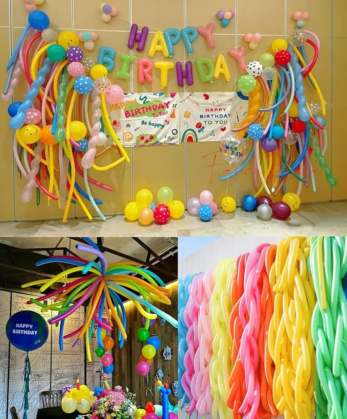 1000 Pcs 260 Balloons 3 materials Include 600 Pcs Matte 200 Pcs Metallic and 200 Pcs Pastel Long Balloons Used to create a variety of shapes