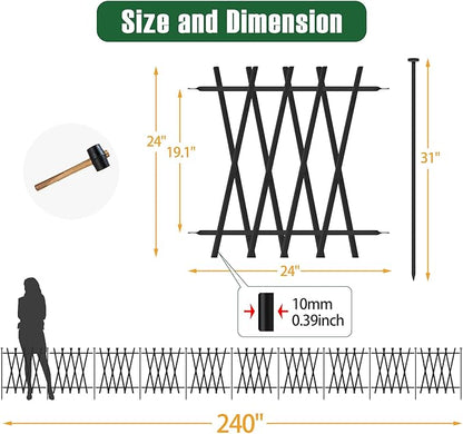 Metal Decorative Garden Fence 24" H x 24" W (10 Panels, 20 Ft Total) Rustproof Animal Barrier No Dig Decorative Fencing for Dogs,Pet, Yard,& Patio, Landscape, Border，Easy Installation