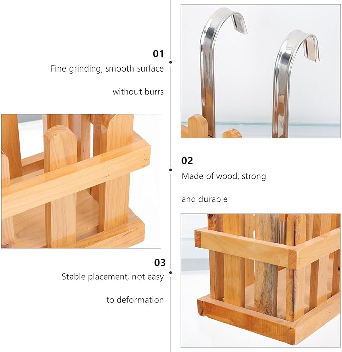 NUOBESTY Wooden Soap Hanging Basket Bathroom Storage Basket Shower Caddy over Tub Hanging Organizer for Bath Accessories