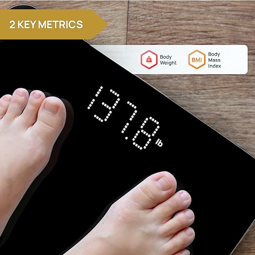 INEVIFIT Smart Bathroom Scale, Highly Accurate Bluetooth Digital Bathroom Body Weight Scale, Precisely Measures Weight & BMI for Unlimited Users (S-Black)