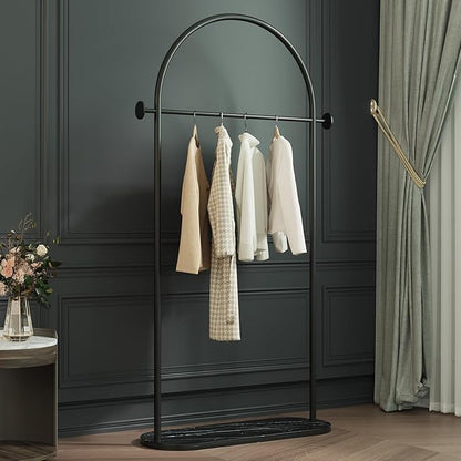 Modern Clothing Rack with Marble Base - Heavy Duty Freestanding Garment Rack for Hanging Clothes, Storage in Bedroom, Living Room, Entryway, Boutiques (black)