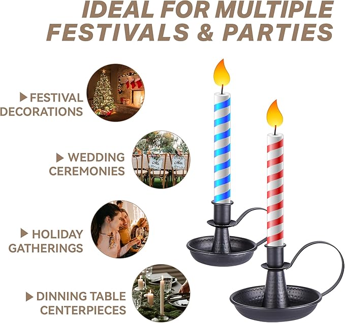 Taper Iron Candle Holder for Pillar Candles，Black Vintage Candle-Stick Holders 2pcs Set for Home & Party Decorations, Dining Table Centerpiece, Wedding Decor, Fireplace Mantel Decor（No Candles