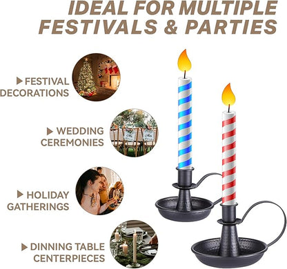 Taper Iron Candle Holder for Pillar Candles，Black Vintage Candle-Stick Holders 2pcs Set for Home & Party Decorations, Dining Table Centerpiece, Wedding Decor, Fireplace Mantel Decor（No Candles