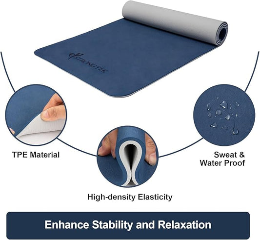 StrongTek Eco-Friendly Cork Yoga Mat, 7mm Thick, 72"x24", Cork+TPE, 2 lbs, Non-Slip, Lightweight & Cushioned Mat for Hot Yoga, Pilates & Home Fitness, Durable Surface with Natural Grip and Carry Strap