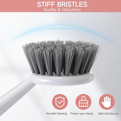 Patelai 12 Pack Kitchen Scrub Dish Brush with Long Handle Dish Scrubber with Stiff Bristles Scrub Brushes for Kitchen Dishes Washing Tools, Pots, Pans and Sink Cleaning (Orange)