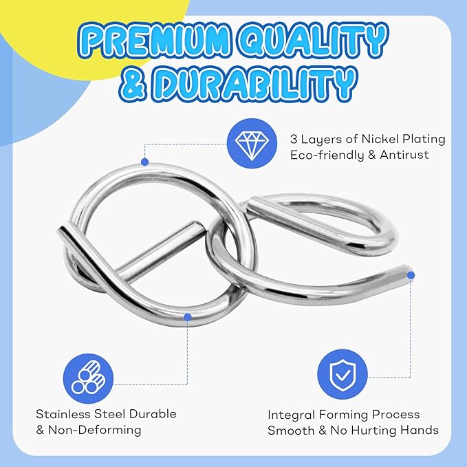Metal Brain Teaser Puzzles Ring Educational Toys, Steel IQ Games Physics Mind Metal Puzzles for Adults, Unlock Interlock Game, Brain Teaser Puzzle for Party Favor Kids (C)