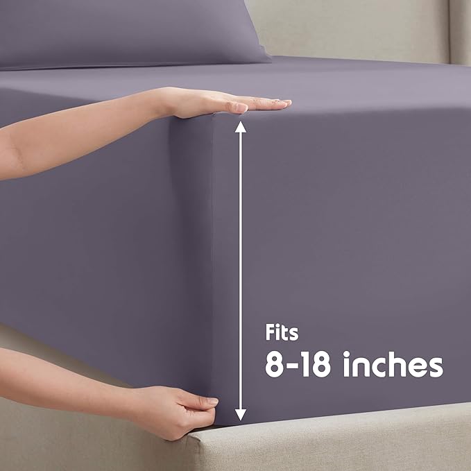 Nestl Twin Sheet Set - 1800 Ultra-Soft Microfiber Twin Bed Sheets - Double Brushed - Deep Pockets - Easy Fit - Extra Soft - 3 Piece Set - Bedding Sheets & Pillowcases (Twin, Grayish Purple)