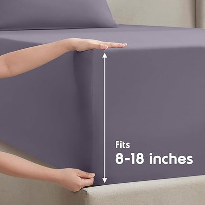 Nestl Twin XL Sheet Set - College Dorm Size - Luxury 1800 Ultra-Soft Microfiber Twin Extra Long Bed Sheets - Deep Pockets - Easy Fit - Extra Soft - 3 Piece Set (Twin XL, Grayish Purple)