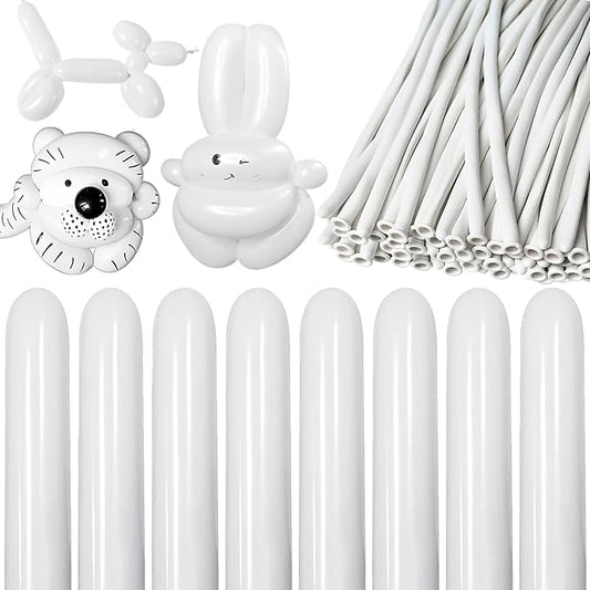 KAWKALSH 260 Balloons White Twisting Animal Balloon Thickening Latex Modeling Long Magic Balloon for Animal Model Skinny Clown Christmas Birthday Wedding Party Garland Decorations 100pcs
