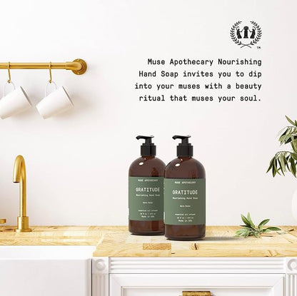 Muse Apothecary Hand Ritual - Botanical Collection - Aromatic and Nourishing Hand Soap, Infused with Natural Aromatherapy Essential Oils - 16 oz, Warm Cedar