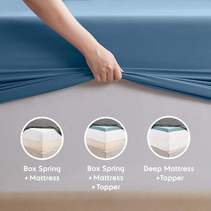 Nestl Twin XL Sheet Set - College Dorm Size - Luxury 1800 Ultra-Soft Microfiber Twin Extra Long Bed Sheets - Deep Pockets - Easy Fit - Extra Soft - 3 Piece Set (Twin XL, Blue Heaven)