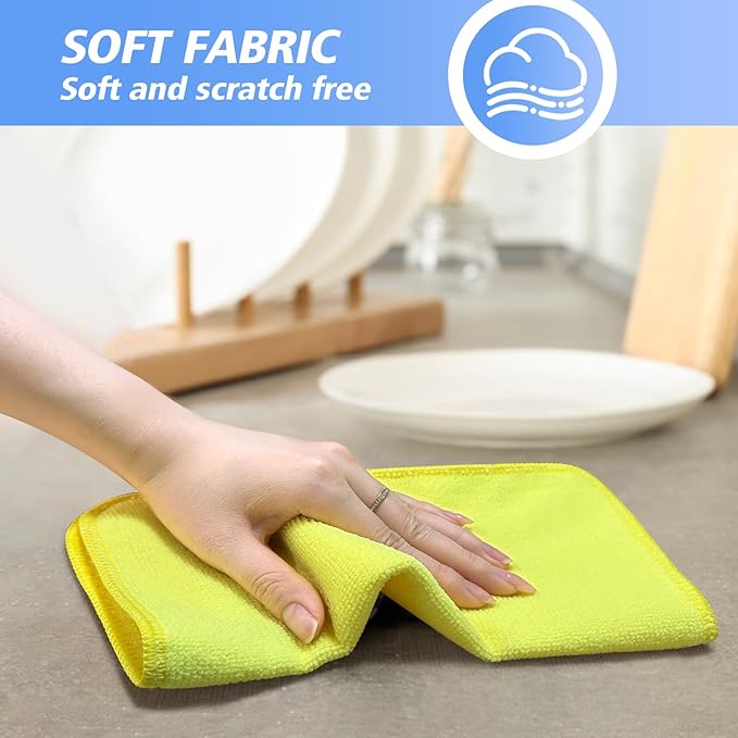 KinHwa Kitchen Washcloths for Dishes Absorbent Microfiber Dish Cloths Quick Dry Dish Rags with Poly Scour Scrub Side Ideal for Kitchen Cleaning (Mixing Colors #1, 9inchx9inch 9 Pack)