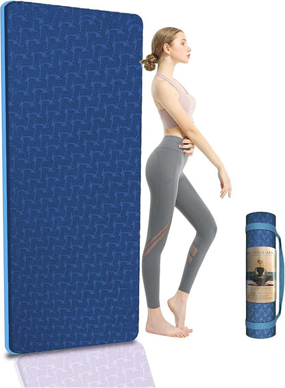 Yoga Mat 1/3 inch QMKGEC Exercise Mats 8mm TPE Non-Slip Extra Thick High-Density Eco Friendly for Yoga Workout Pilates Yoga Mats for Women Men