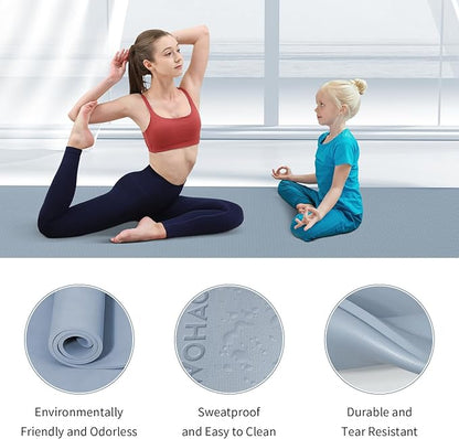 Extra Wide & Thick 8mm Yoga Mat, 72"x31.5" Large Non Slip Exercise Mat, Premium POE Material for Superior Cushioning & Stability, with Strap for Home Gym, Pilates
