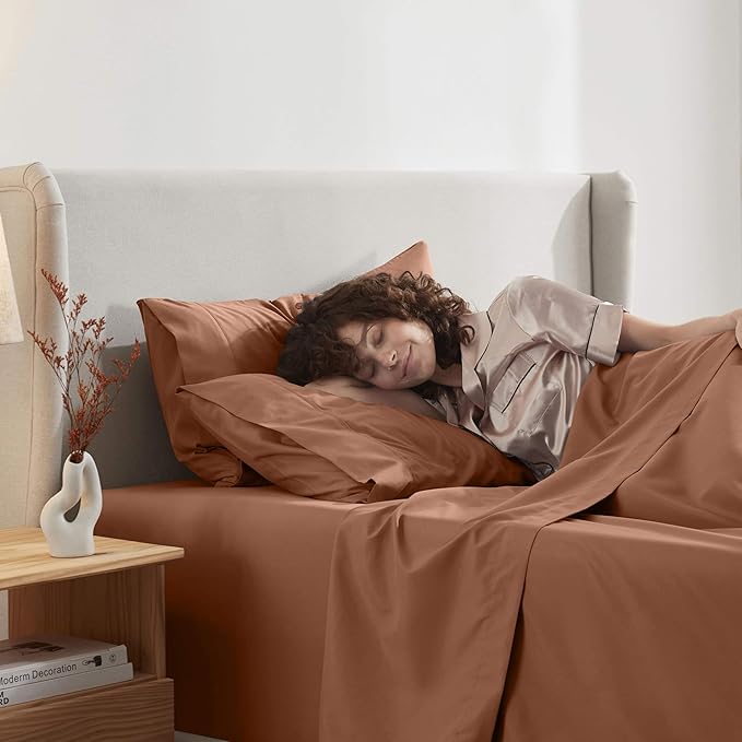 Nestl Twin XL Sheets Set, 3 Piece XL Twin Microfiber Sheets, Rust, Deep Pocket, Luxury Bed Sheets