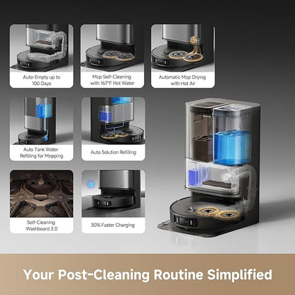 DREAME L40s Ultra AE Robot Vacuum and Mop, 19,000Pa Suction, Diverse Brush Selection, Flexible Mop & 167℉ Self Cleaning Washboard, All-in-One Station, Tangle-Free, Auto Refill, Voice Control