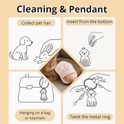 2025 Upgrade Electrostatic Pet Hair Removal Glove, A Reusable Pet Hair Remover Tool for Cats, Dogs, Clothing, Couches, Carpets(Pink Glove, Dog Keychain)