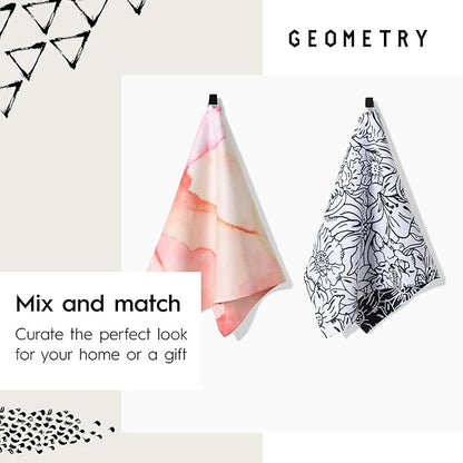 GEOMETRY Spring Kitchen Towels - Double Sided, Quick Dry Microfiber Cloth - Spring & Summer Dish Towels for Kitchen Drying - Premium Quick Dry Towel - Dancy, 18" x 30" - 1-Pack