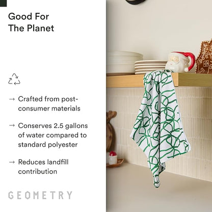 GEOMETRY Christmas Kitchen Towels - Quick Dry Microfiber Cloth Dish Towels for Kitchen Drying - Premium Quick Dry Towel 2-Pack Set - Holly Jolly