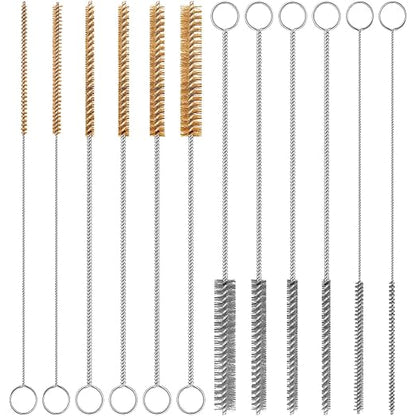 12-Pieces Brass Wire Brush Stainless Steel Wire Brush Set 12" Long Wire Bottle Brush Tube Cleaning Brush Metal Wire Brush for Tubes, Cylinders, Bottles, Auto Parts (6mm/8mm/10mm/15mm/18mm/20mm)