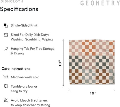 GEOMETRY Kitchen Dish Cloths - Quick Dry Dishcloths for Kitchen - Premium Dish Rags with Geoweave - 3-Pack Set Autumn Checkers