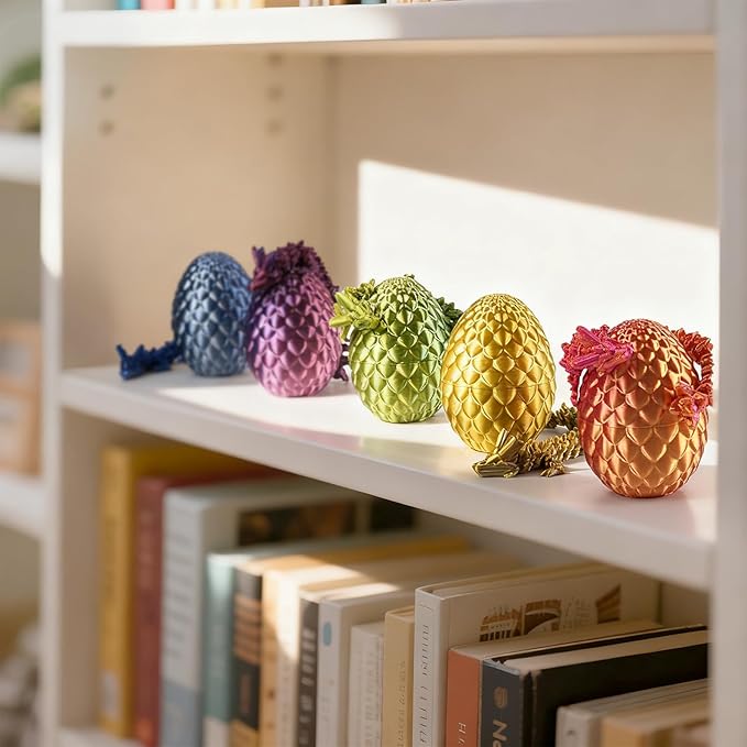 12PCS 3D Printed Dragon Eggs with Mini Dragons Inside – Sensory Fidget Toys for Adults & Kids, Eco-Friendly Egg Paper Packaging, Party Favors, Stress Relief Gifts (Series B)