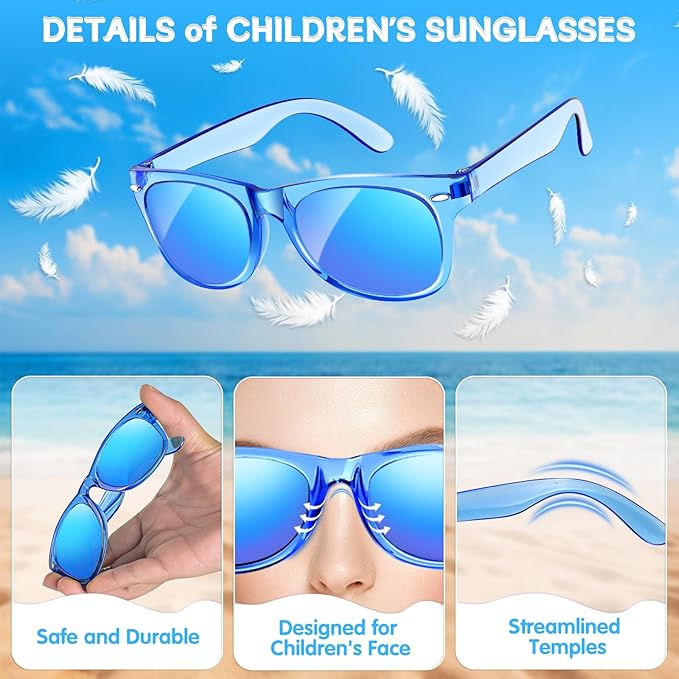 Kids Sunglasses Bulk Party Favors 24 Packs- Boys and Girls Valentines Day Gifts UV 400 Protection Neon Sunglasses for Age 3-8, Kids Birthday Classroom Goodie Bags End of the Year Gifts For Students