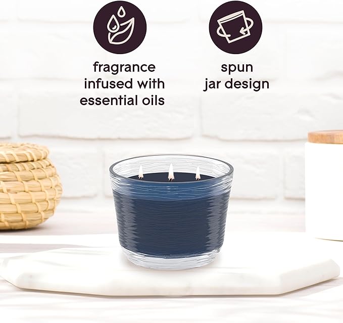 Glade 3-Wick Scented Candle Jar, Smooth Bourbon & Oak, Air Freshener Infused with Essential Oils, 6.8 Oz, 3 Count