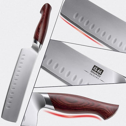 7 Inch Nakiri Knife, Japanese 10Cr15MoV High Carbon Stainless Steel Chopping Chef Knife, Professional Sharp Multipurpose Asian Kitchen Vegetable Cleaver Knife with Ergonomic Pakkawood Handle