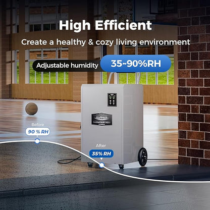 ALORAIR Commercial Dehumidifier 275 Pints with Drain Hose SLGR Tech High Efficient Industrial Dehu for Water Damage Restore, Basement, Warehouse, Home Use, Garage, 5 Years Limited Warranty
