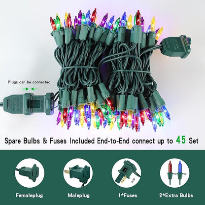20FT LED Multicolor Christmas String Lights 100 Count, Colored Mini Christmas String Lights Plug in, Colorful Christmas Tree Lights for Party Wedding Home Holiday Decoration, Green Wire