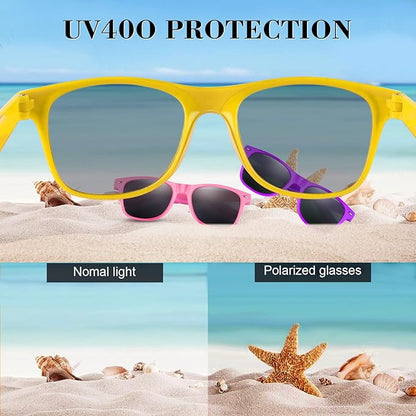 FEPITO 24 Pack Party Sunglasses Bulk for Birthday Party Favors Goody Bag Fillers for Beach Pool Party Toys for Adults, Yellow