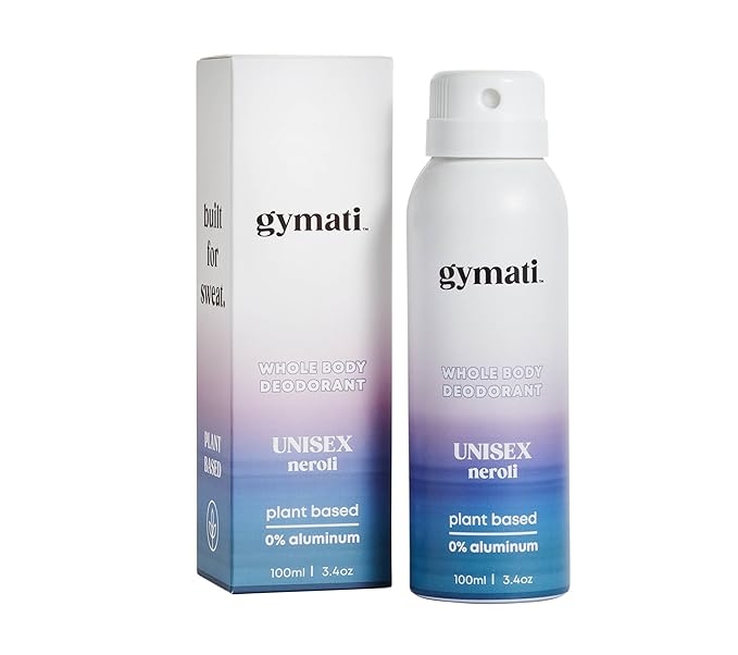 Gymati - Fitness Deodorant Spray for Men & Women - Aluminum-Free - All Day Ultimate Odor Protection - Built For Sweat - Air-Powered - Vegan & Plant-Based - Made in USA - Unisex - 3.4oz Travel Size