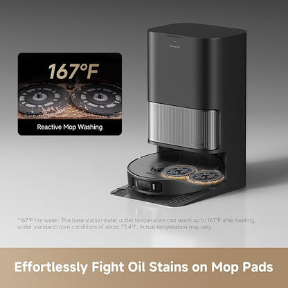 DREAME L40s Ultra AE Robot Vacuum and Mop, 19,000Pa Suction, Diverse Brush Selection, Flexible Mop & 167℉ Self Cleaning Washboard, All-in-One Station, Tangle-Free, Auto Refill, Voice Control