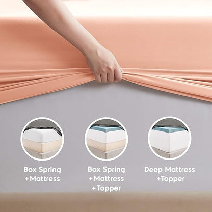 Nestl RV Bed Linen Set, Short Queen - 4 Piece Microfiber Sheet Set with Double Brushed Peach Sheets, Extra Soft Bedding & Pillowcases
