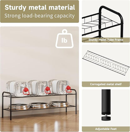 2-Tier Metal Shoe Rack, Free Standing Shoe Storage Rack for Entryway, Closet and Hallway (Black, 2-Tier-Long)