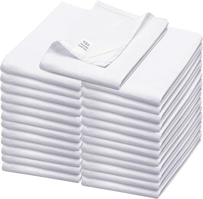 WHITEWRAP Flour Sack Towels| TeaTowel for Crafts| Kitchen Dish Cotton Blank Towel for Embroidery|Baking Bread Proofing Linen Cover| Thick Absorbent Quick Dry| 24 Pack 28"x28" White