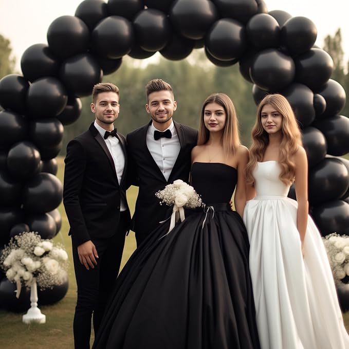 130PCS Black Balloons, Latex Balloons Different Sizes 18/12/10/5 Inch, Helium Balloons with Ribbon, Party Balloon Set for Birthday Wedding Graduation Anniversary Baby Shower Decorations.