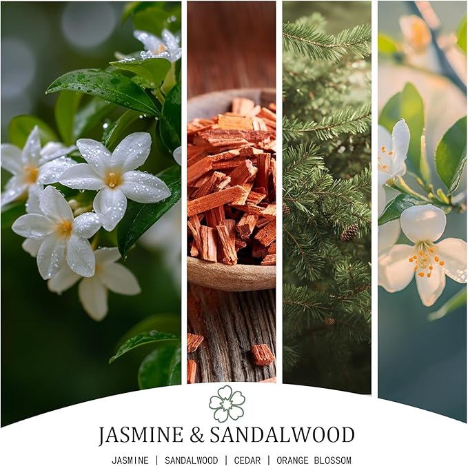 Large Candle Jasmine & Sandalwood Scented, 4 Wick Natural Soy Candles for Home Scented, 30oz Big Candle Long Lasting, Home Aromatherapy Candles Housewarming Valentine's Day Gift for Women Men