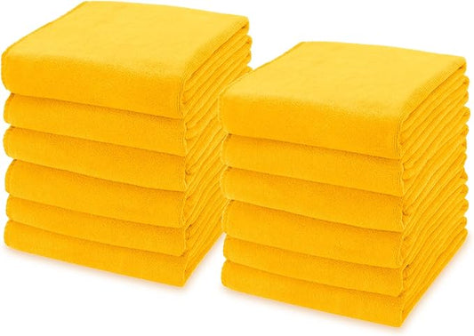 kimteny 13x28 Inches Kitchen Cloth Dish Towels, 400 GSM Premium Dishcloths, Super Absorbent Coral Velvet Microfiber Cleaning Cloths, Fast Drying Rags for Washing Dishes (12 Pack, Orange)