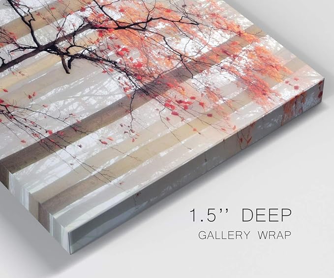 Wexford Home Home Decor Landscape Canvas Wall Art Abstract Floral Painting Modern Pictures Artwork Decoration for Living Room Kitchen Bathroom Office, Ready to Hang, orange awakening, 32x48