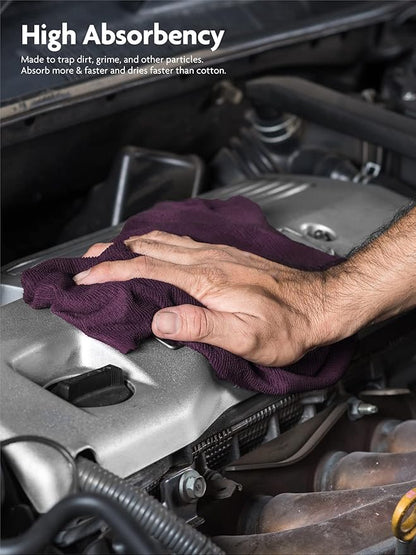 Fantasticlean Microfiber Cleaning Cloth Roll -75 Pack, Tear Away Microfiber Towels, 12" x 12", Reusable, Washable, Scratch Free, Ultra Absorbent for All-Around Cleaning Supplies (Dark Purple)