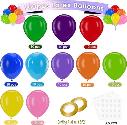 100pcs 12 Inch Rainbow Latex Balloons for Birthday, Baby Shower, Wedding.Vibrant Assorted Colors for Party Decorations - Create Stunning Balloon Arches & Backdrops with Ease!