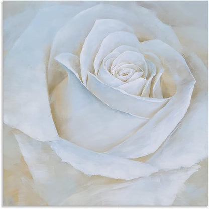 Yihui Arts White Rose Canvas Painting with Textured - Perfect for Bathroom, Bedroom, and Living Room Wall Decor