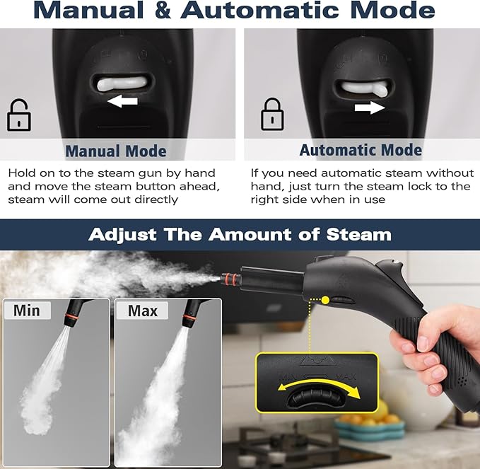 Steam Cleaner with 21 Specialized Attachments, 1.08-Liter Water Tank, 248°F High-Temperature Steam, Suitable for Floors, Tiles, Carpet, and Kitchen Surfaces, Enables Chemical-Free Cleaning (White)