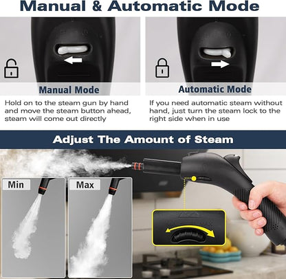 Steam Cleaner with 21 Specialized Attachments, 1.08-Liter Water Tank, 248°F High-Temperature Steam, Suitable for Floors, Tiles, Carpet, and Kitchen Surfaces, Enables Chemical-Free Cleaning (White)