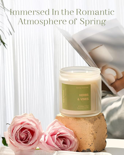 M&SENSE Fresh Herbal Scented Candle - 11.6oz Organic Natural Soy Wax Non Toixc 70-Hour Long Lasting Burn Time, 2 Wick Eucalyptus Candle for Home Decor Housewarming Gifts for Men & Women