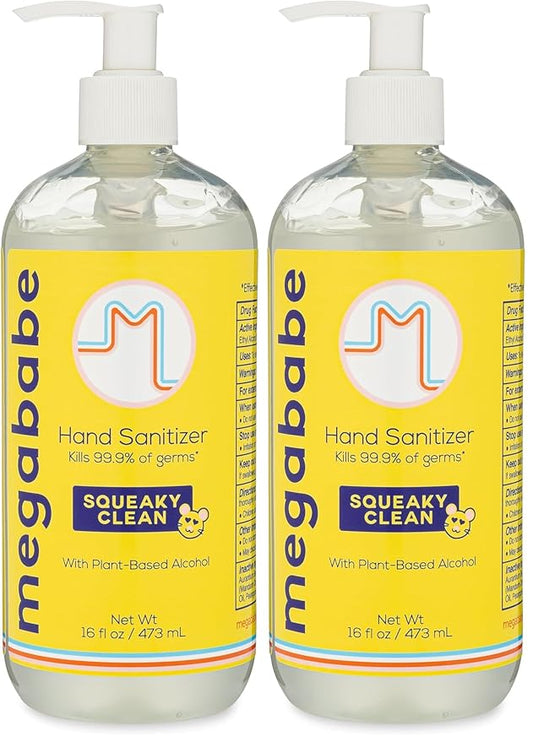 Megababe Squeaky Clean Hand Sanitizer Pump 16oz (Pack of 2)