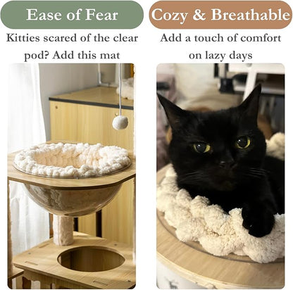 Cat Knitted Bed Mat, Extra-Soft Washable Warm Round Pads Cushions for Indoor Kittens, Cat Trees Towers, Perfect for Kneading and Sleeping (Caramel,X-Large)